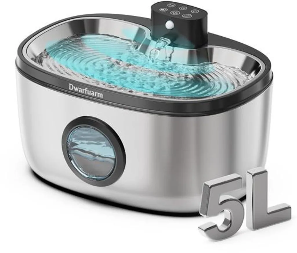 Fontaine eau sans fil pour chat et chien 5L inox : Hydratation nomade LED