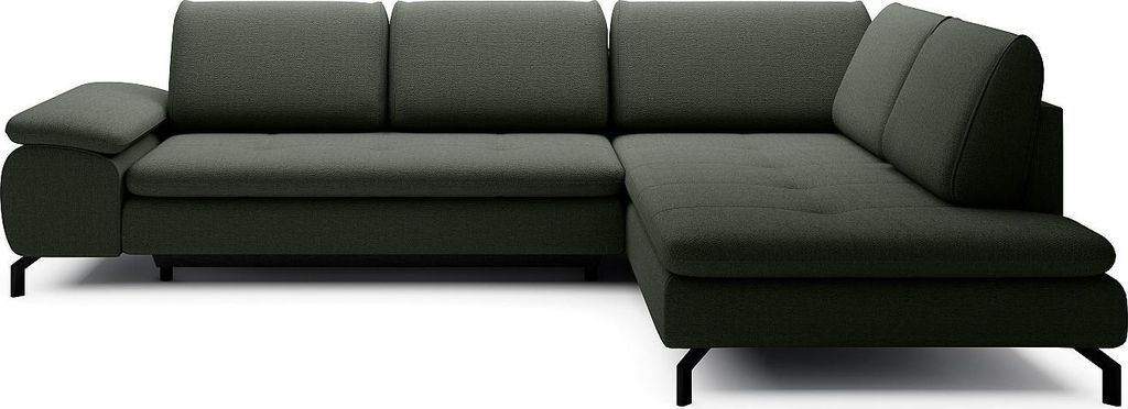 Großes Ecksofa rechts mit grüner Strukturpolsterung - ARCHIBALD