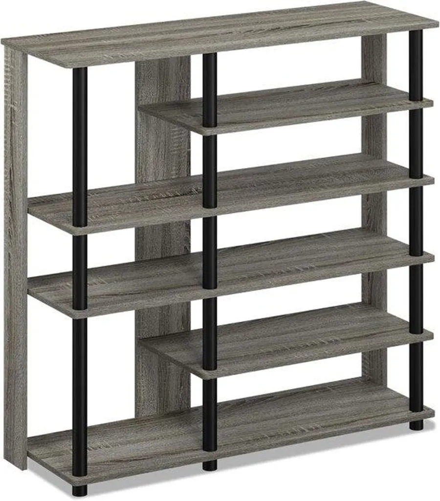 Étagère à chaussures en bois gris pour entrée - Rangement gain de place
