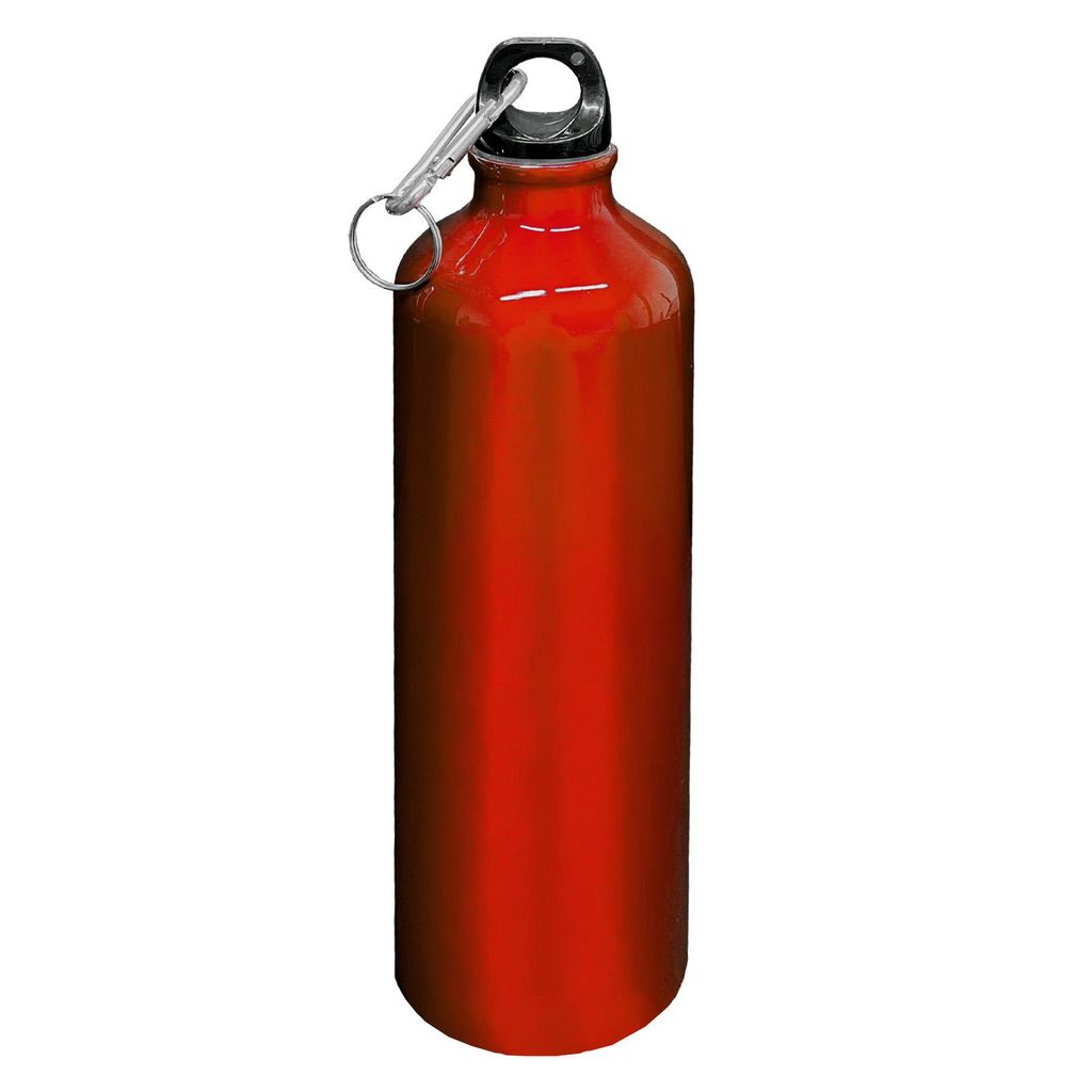 Aluminium Trinkflasche 0,75l Rot mit Karabiner Alu Produktbild 