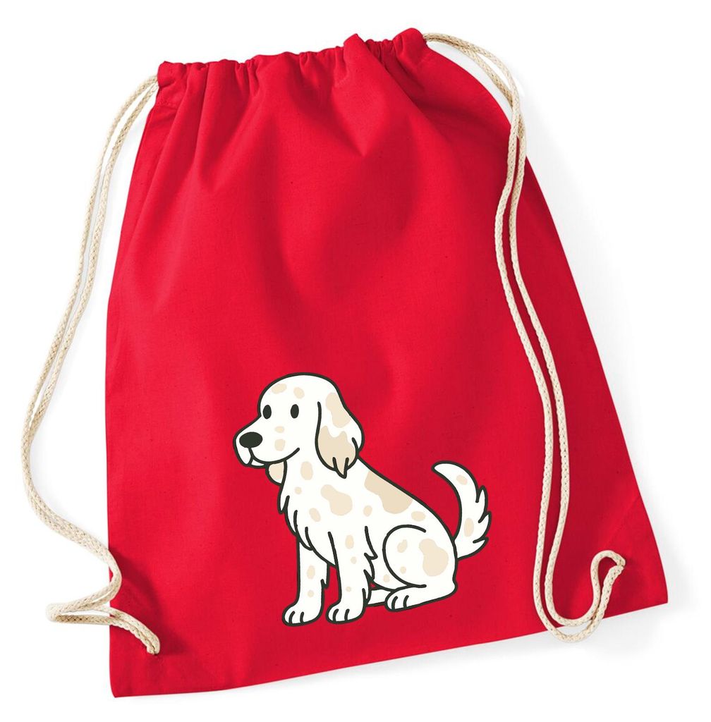 Huuraa Turnbeutel English Setter Comic Setti 12 Liter Classic Red Baumwolle Rucksack Geschenkidee
