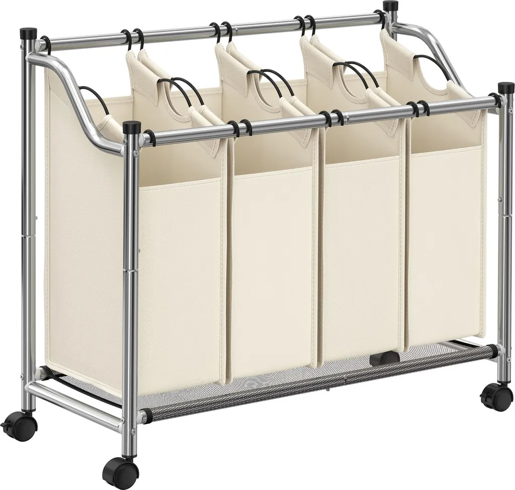 Meuble de tri sélectif pour linge 4 sacs de 35 litres coloris beige naturel