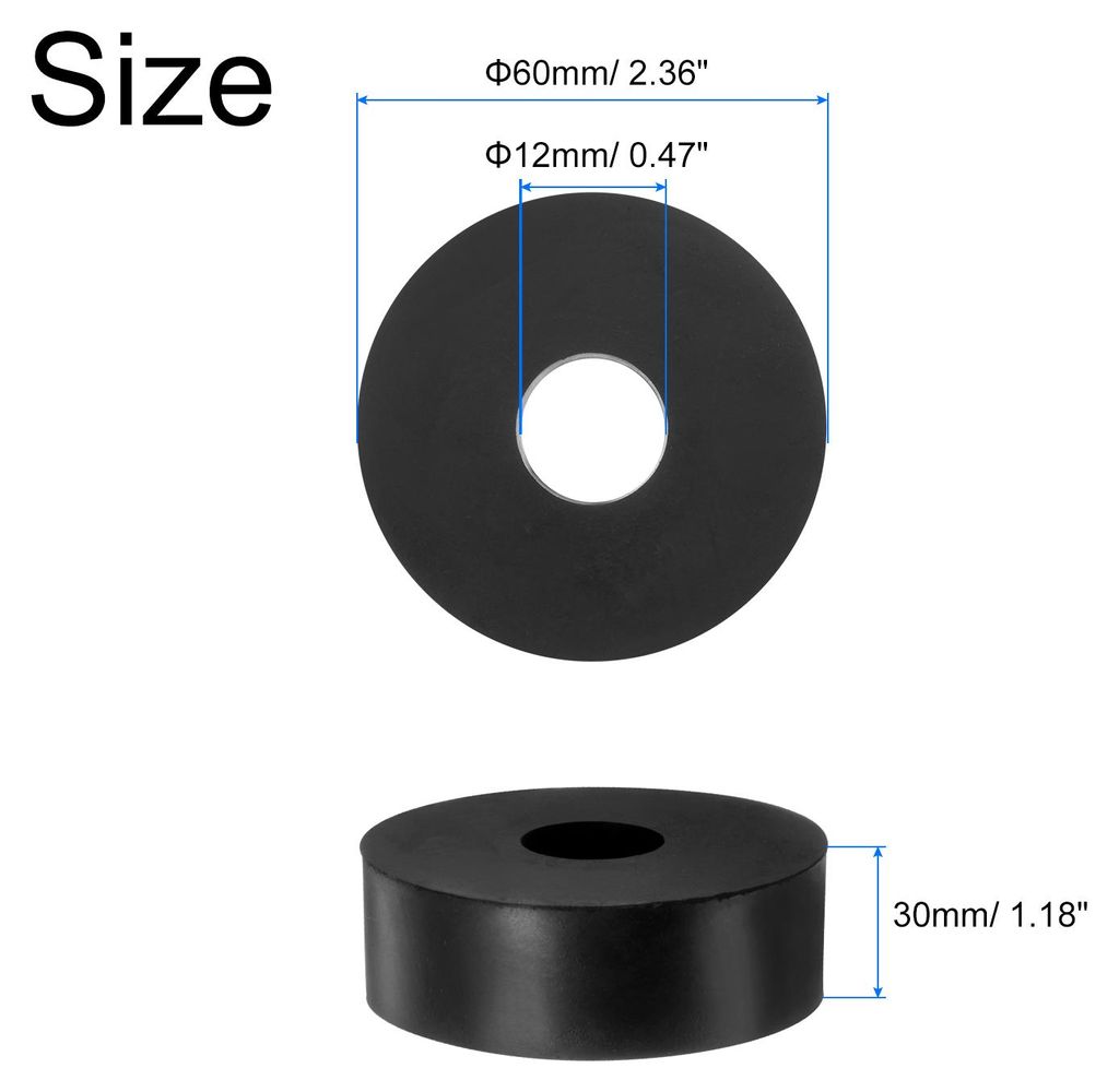 Gummi Unterlegscheiben Gummi Abstandshalter Gummiringe 60mm Au?endurchmesser x 12mm Innendurchmesser x 30mm H?he, Runde Dicke Gummischeiben Anti Vi...