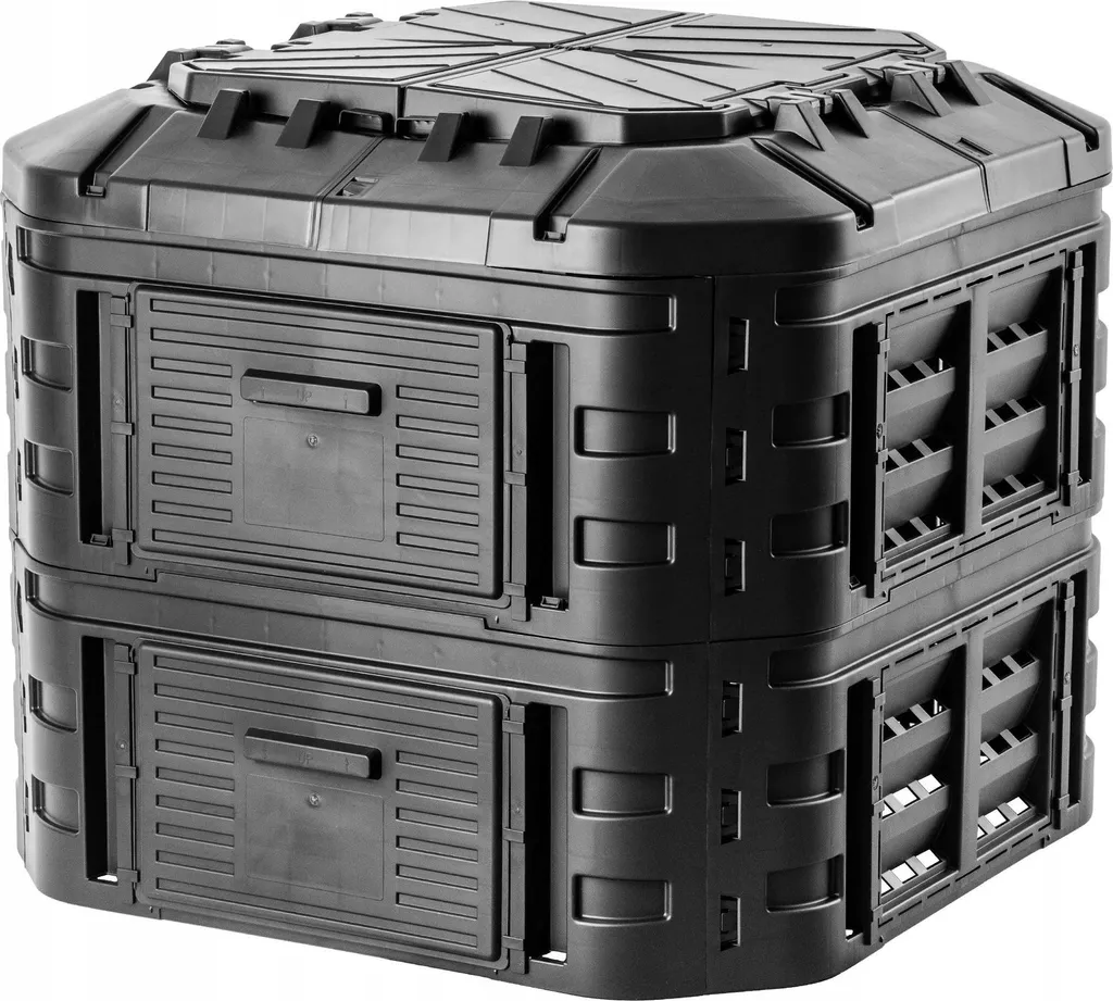 Bac à compost modulaire 600L en kit : Composteur extérieur robuste noir