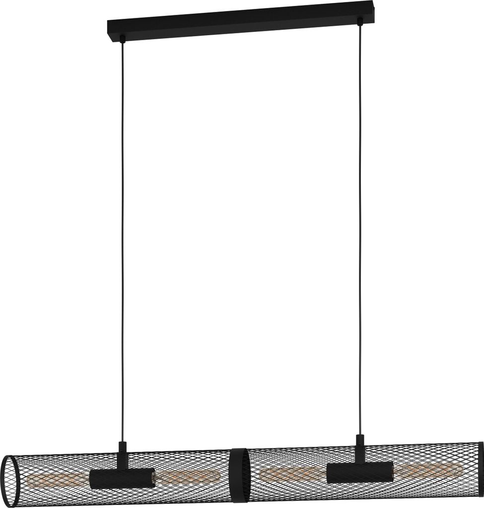 REDCLIFFE Hängeleuchte Hängelampe Pendellampe Pendelleuchte - L108 x B12,5 x H110 cm - schwarz - 4X40W exkl. - IP20