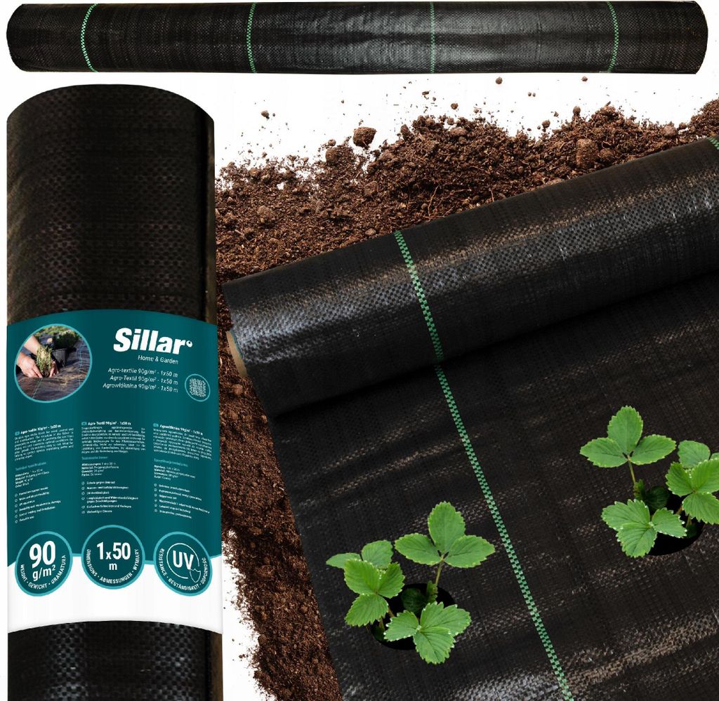 Sillar Unkrautvlies 1x50 m 90 g/m² Schwarz UV-stabilisiert Produktbild 