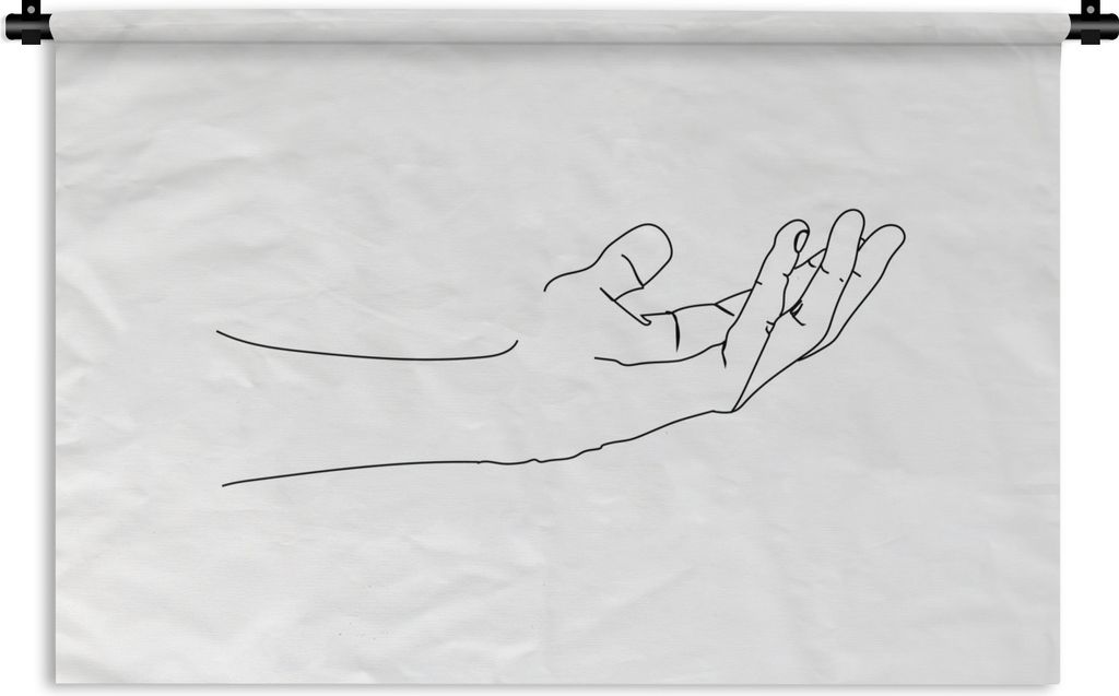 MuchoWow Wandteppich Wandbehang Linienkunst - Hand - Minimalismus 120x80 cm Tapisserie Dekoration Wandtuch - Wanddekorationen - Wandtücher