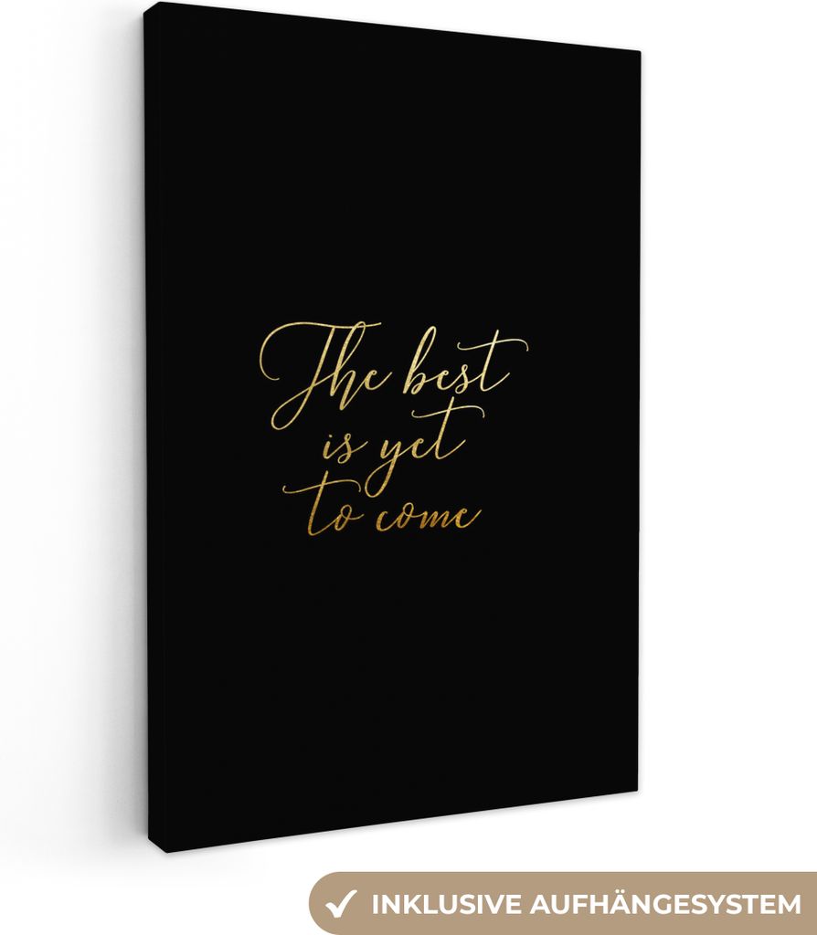 OneMillionCanvasses - Leinwandbilder - 90x140 cm, Motivation - Gold - Buchstaben - Schwarz, Wandbilder Kunstdruck Wanddekoration - Wandschmucke -...