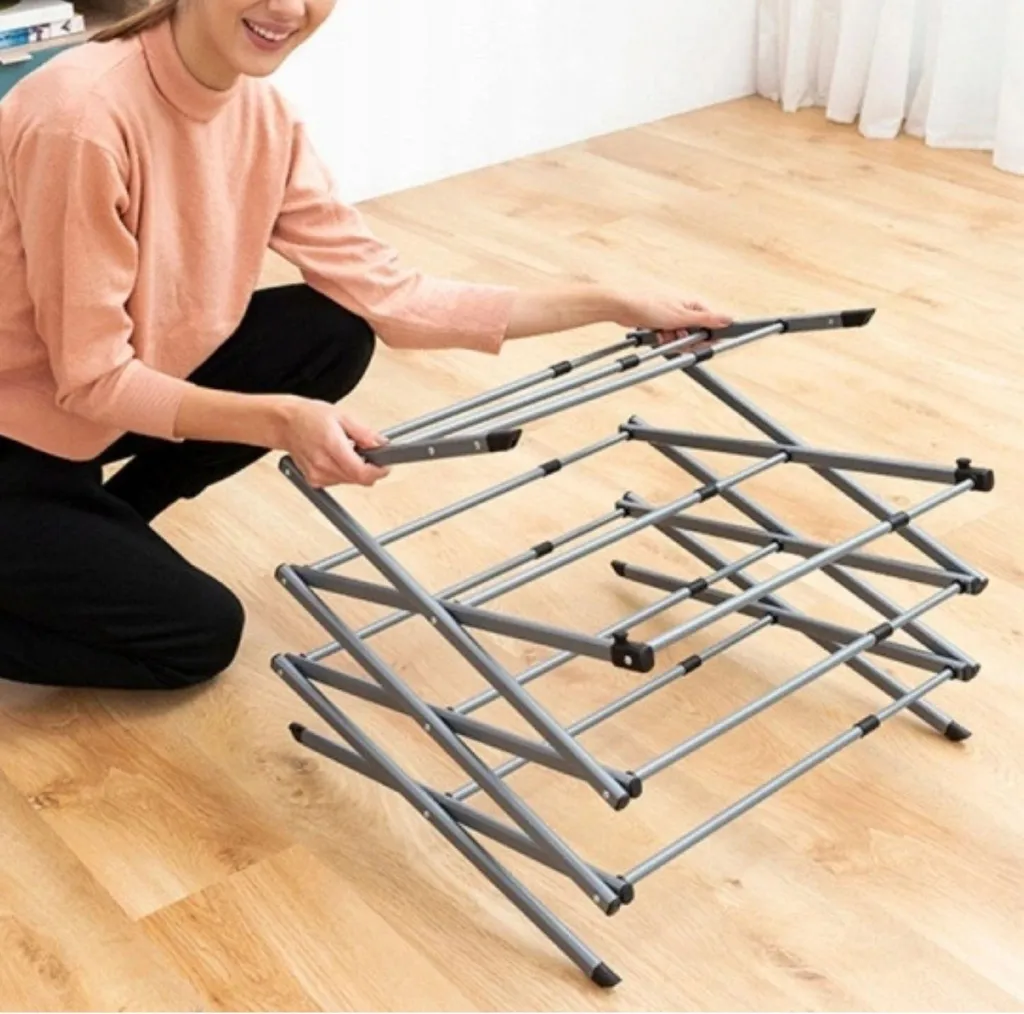 Étendoir à linge extensible 3 niveaux de hauteur en métal robuste - 17