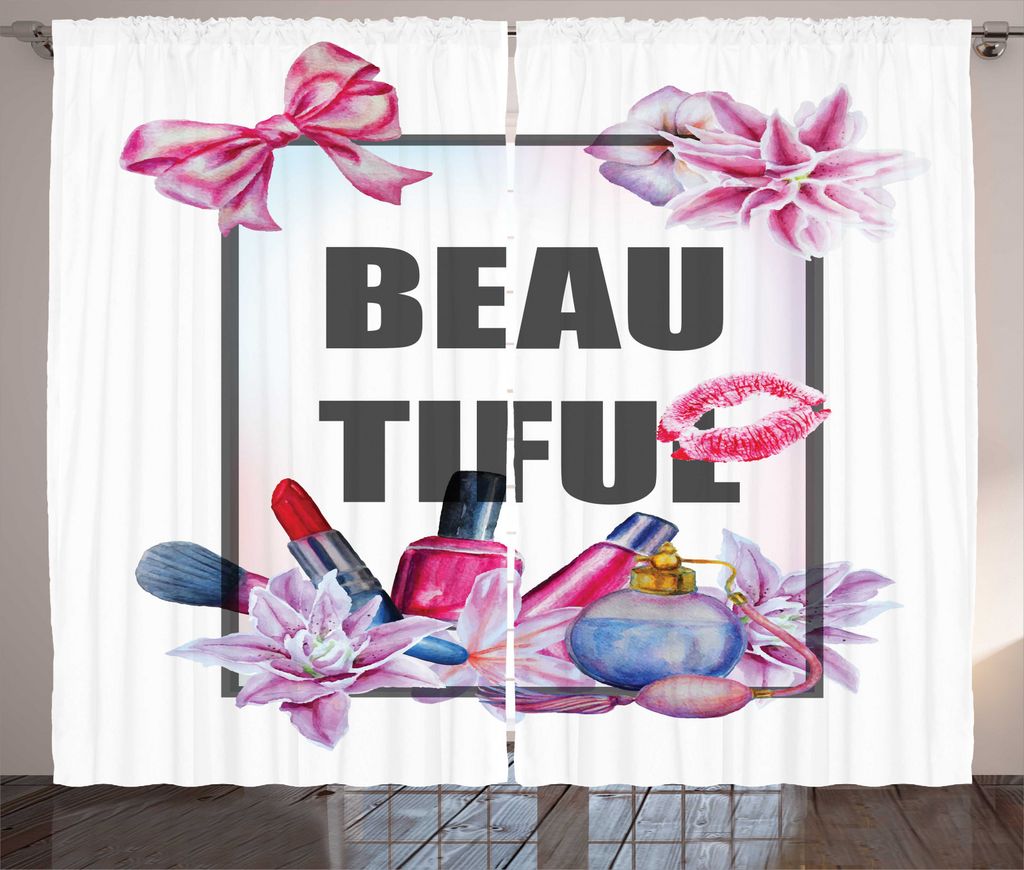 ABAKUHAUS Mädchen-Slogan Rustikaler Vorhang, Text im Rahmen, Wohnzimmer Universalband Gardinen mit Schlaufen und Haken, 280 x 245 cm, Mehrfarbig