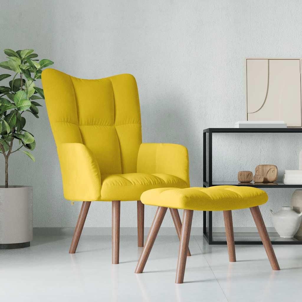 vidaXL Relaxsessel mit Hocker Senfgelb Samt