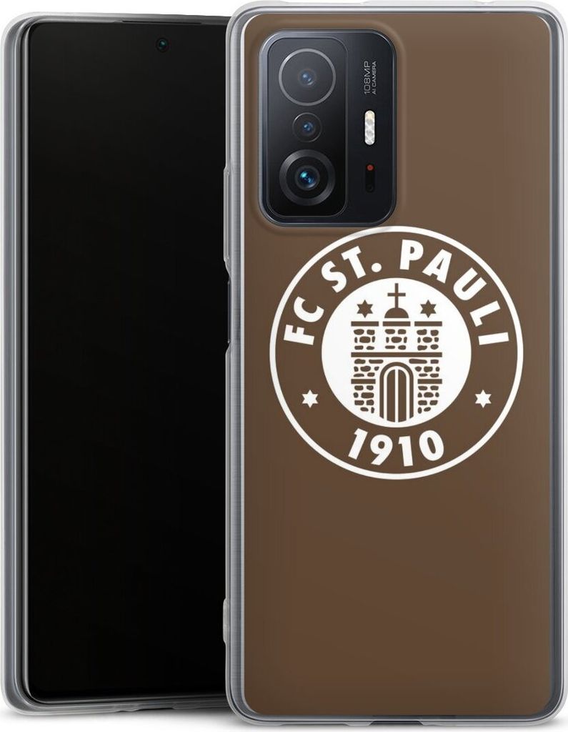 DeinDesign Slim Hülle für Xiaomi 11T Pro 5G Silikon Case Ultra Dünn Handyhülle FC St. Pauli Offizielles Lizenzprodukt Wappen