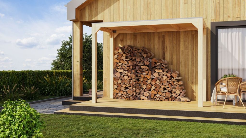 Leimholz Pavillon Holz Gartenpavillon Gartenlaube Cubus Pavillon halb naturbelassen 320x160x239 cm