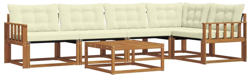 vidaXL Outdoor-Sofagarnitur mit Kissen 6 pcs Natur und Creme