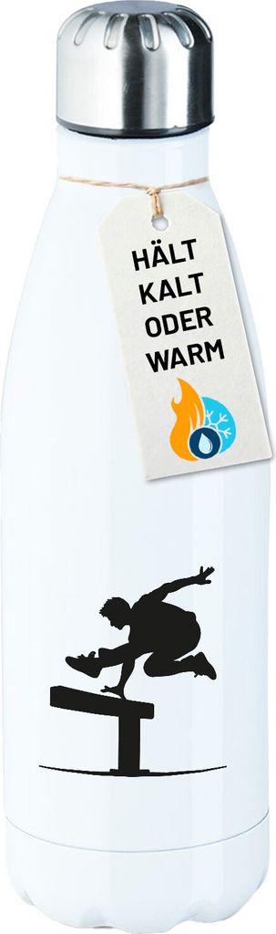 Huuraa Trinkflasche Parkour Freerunning 500ml White Edelstahl Wasserflasche Trinkflasche Geschenkidee