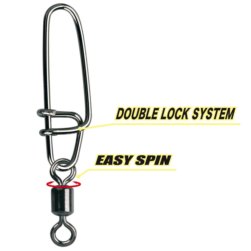Gamakatsu Hyper S-Snap with H-Swivel - 4 Angelwirbel mit Einhänger, Größe/Tragkraft:Gr. 5 / 98kg