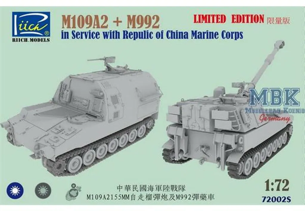 Maquette militaire combinée M109A2 et M992 Riich Models échelle 1/72