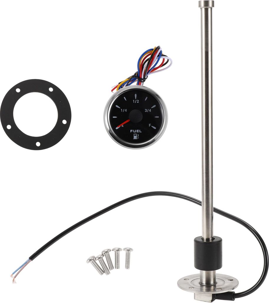 1 Satz Kraftstoff-Sendeinheit und Messgerät-Set Boot Kraftstoff-Sendeinheit Marine Kraftstoff-Sender Einheit 318mm/12,52" Silberton, Schwarz Metall
