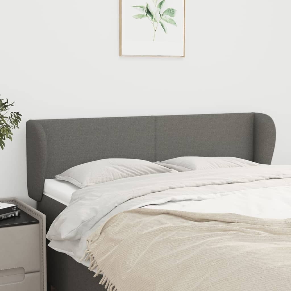 Möbel Kopfteil - modernes Design - fürs Schlafzimmer - mit Ohren Dunkelgrau 147x23x78/88cm Stoff Promotion240010 - Kopfteile