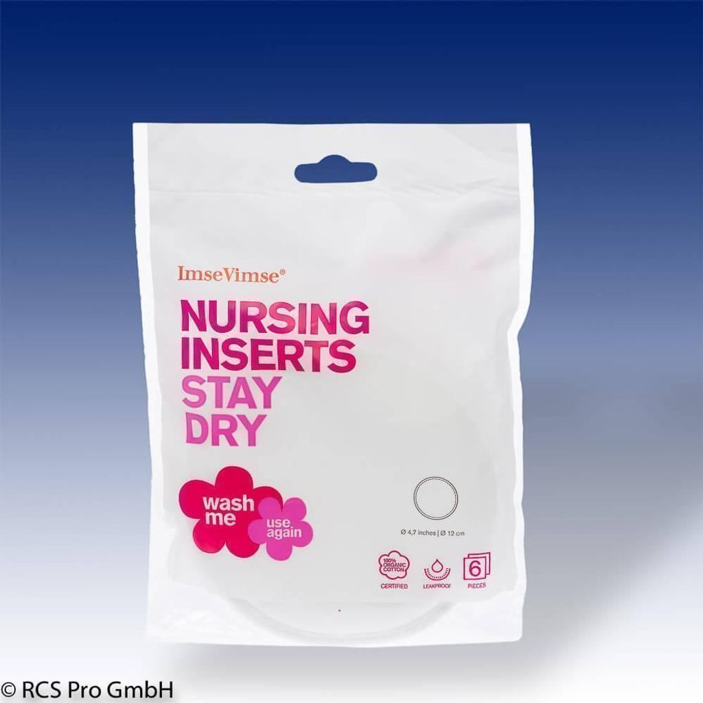 ImseVimse Nursing Pads Stay Dry, Stilleinlagen „bleib-trocken“, 3 Paar weiß, 12cm