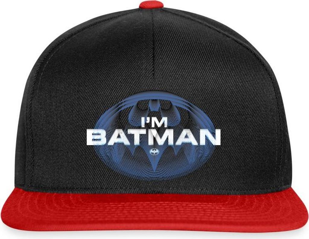 Spreadshirt The Flash I'm Batman Blaues Logo Snapback Cap, One size, Schwarz/Rot