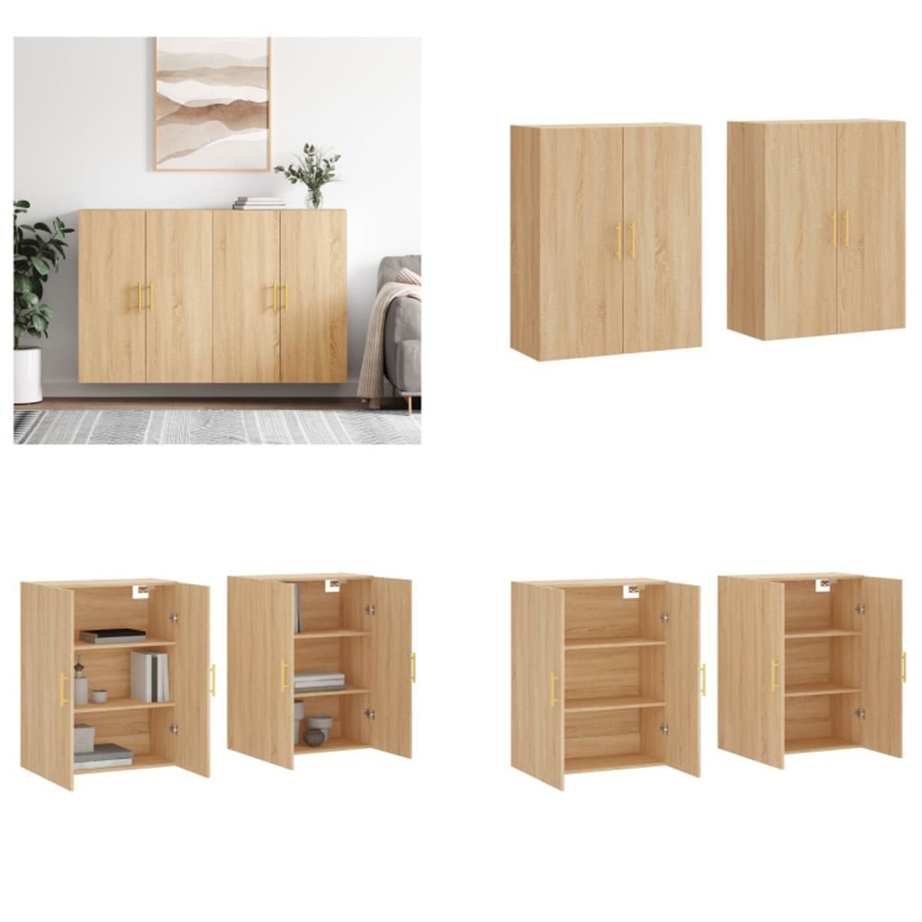 vidaXL Wandschränke 2 Stk. Sonoma Eiche 69,5x34x90 cm - Wandschrank - Wandschränke - Schrank - Lagerschrank