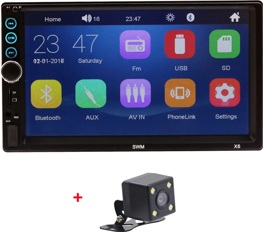 Stereo 2 Din 7" MP5 Player Bluetooth: Mirror Link e Retrocamera HD