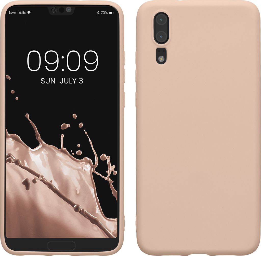 kwmobile Hülle kompatibel mit Huawei P20 Hülle - weiches TPU Silikon Case - Cover geeignet für kabelloses Laden - Coconut Swirl