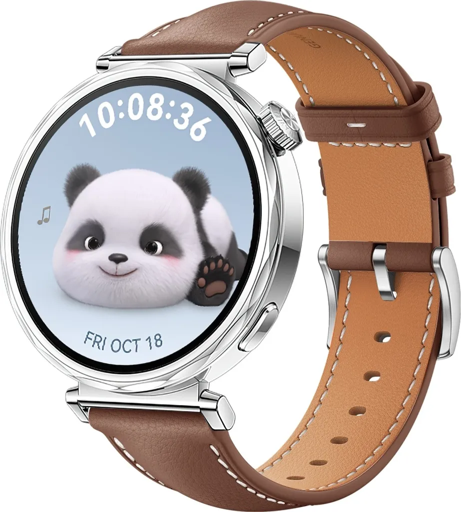 Ricambio Cinturino Huawei Watch GT 5 41mm Pelle Marrone 18mm Silver