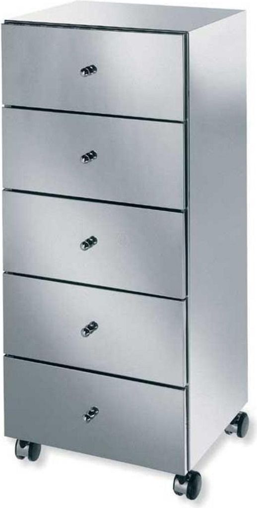 Lineabeta Schrank auf Rollen mit Edelstahlverkleidung 5 Schubladen chrom glänzend, 5430.29.29