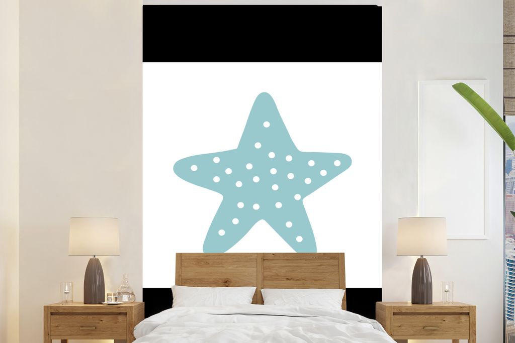 MuchoWow Fototapete für Wohnzimmer oder Schlafzimmer Wandtapete Vinyl Motivtapete Stern - Punkte - Pastell - Mädchen - Jungen - Kinder - 525x35...