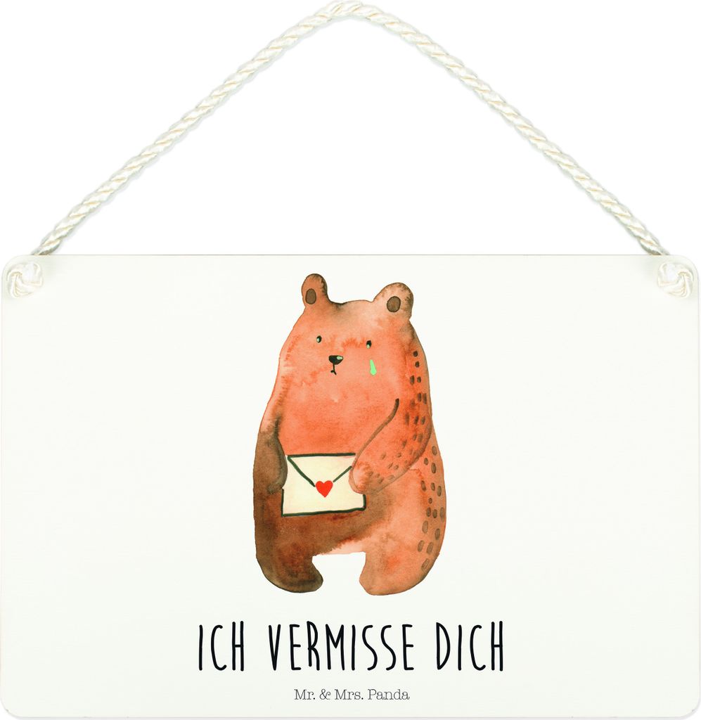 Mr. & Mrs. Panda Schild Bär Liebesbrief DIN A4 - Weiß - Geschenk, Türschild, Freund, Sehnsucht, Wandbild Holz, Teddy, Freundin, Dekobrett, Liebe...