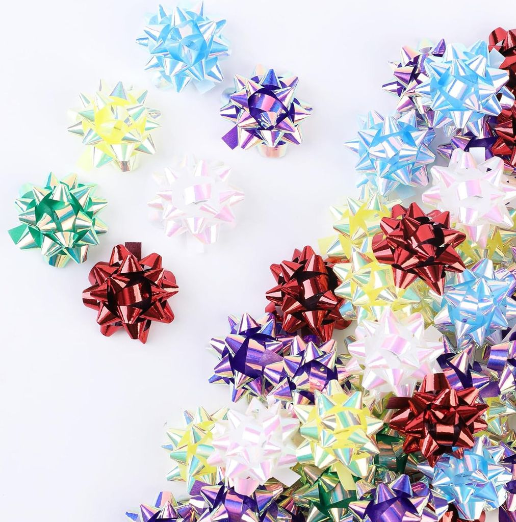 Small Star Bows for Gift Wrapping and Presents,Multiple coClour Christmas Bows,for Parties, Birthdays, Weddings or Other Holidays. (1.5IN X 150Pcs)