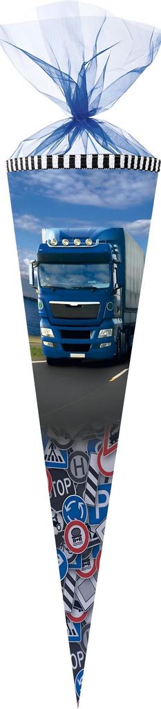 Nestler Schultüte Organza 70 cm rund Trucks on the Road Produktbild 