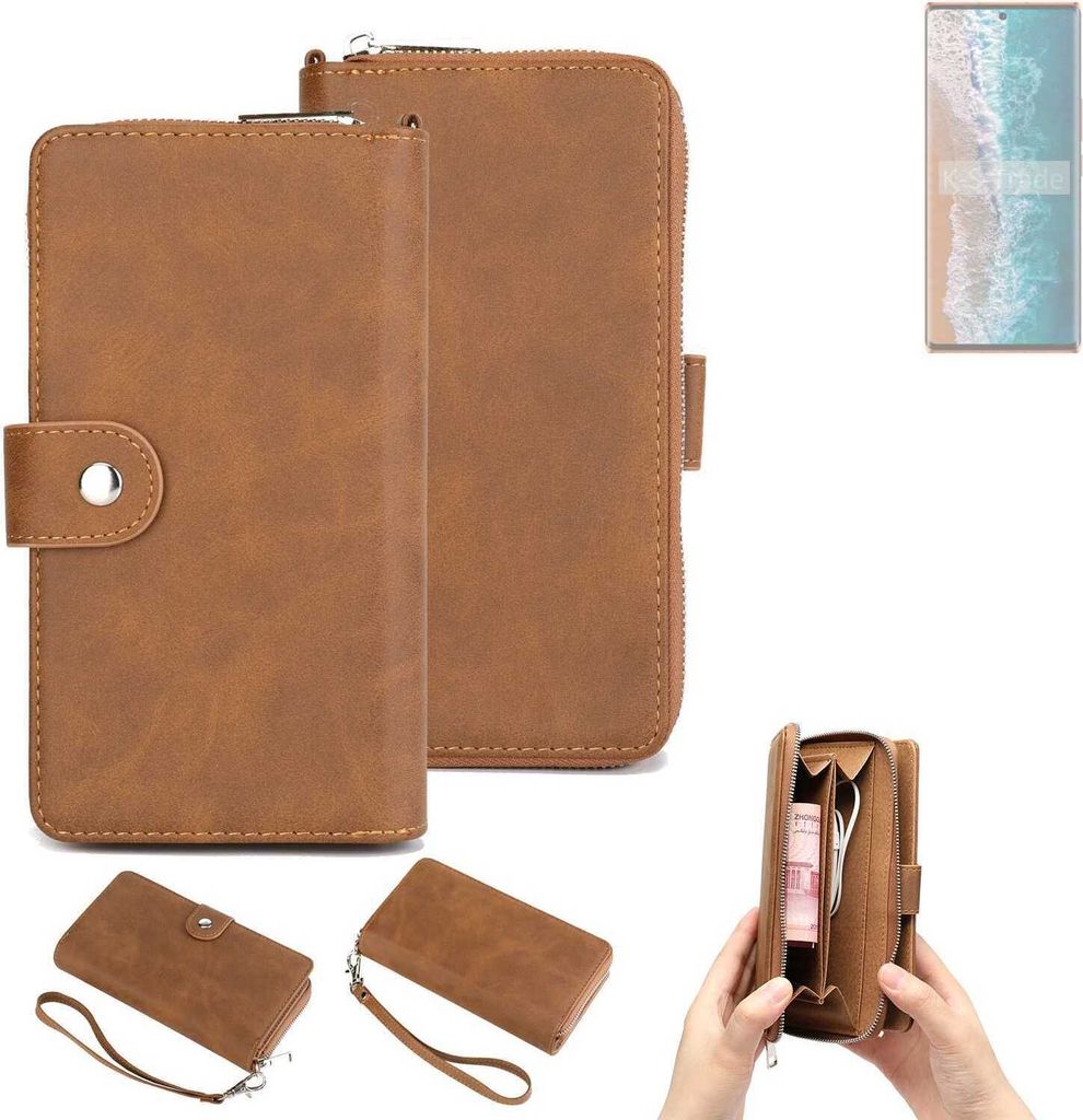 K-S-Trade Handyhülle Schutzhülle kompatibel mit Tecno Phantom X2 Pro & Portemonnee Tasche Handytasche Case Etui Geldbörse Wallet braun (1x)