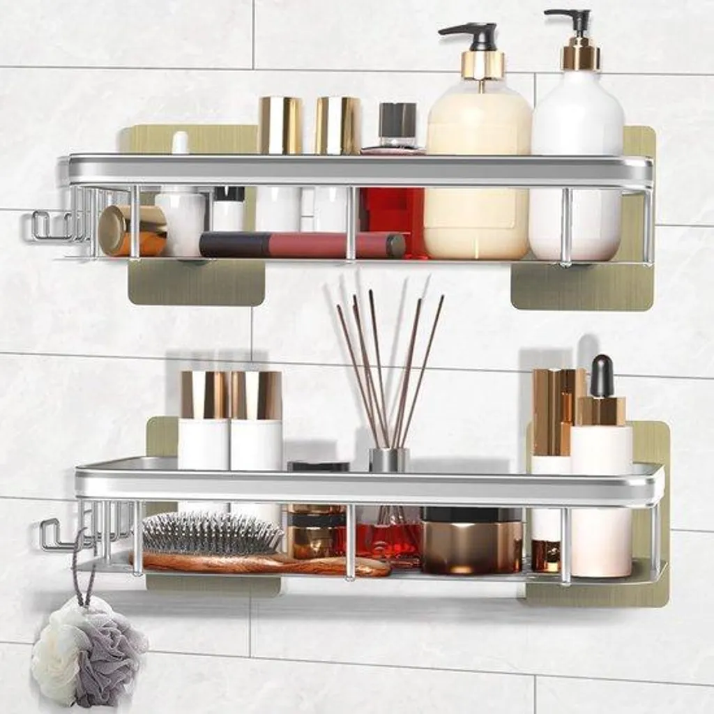 Étagère de douche grande capacité avec support pommeau et porte-savon