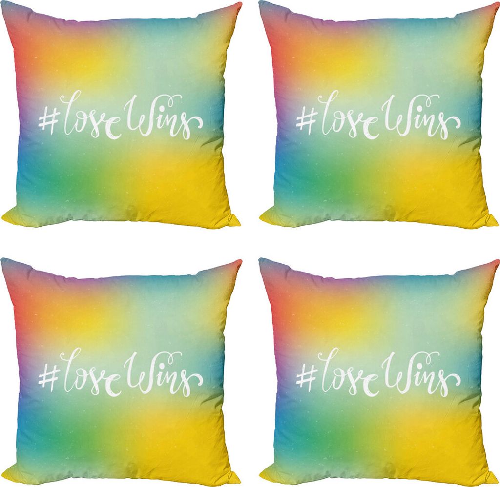 ABAKUHAUS Stolz Kissenbezug Set (4 Stück), Romantische LGBT Gemeinschaft, Moderner Doppelseitiger Digitaldruck, 50 cm x 50 cm, Mehrfarbig