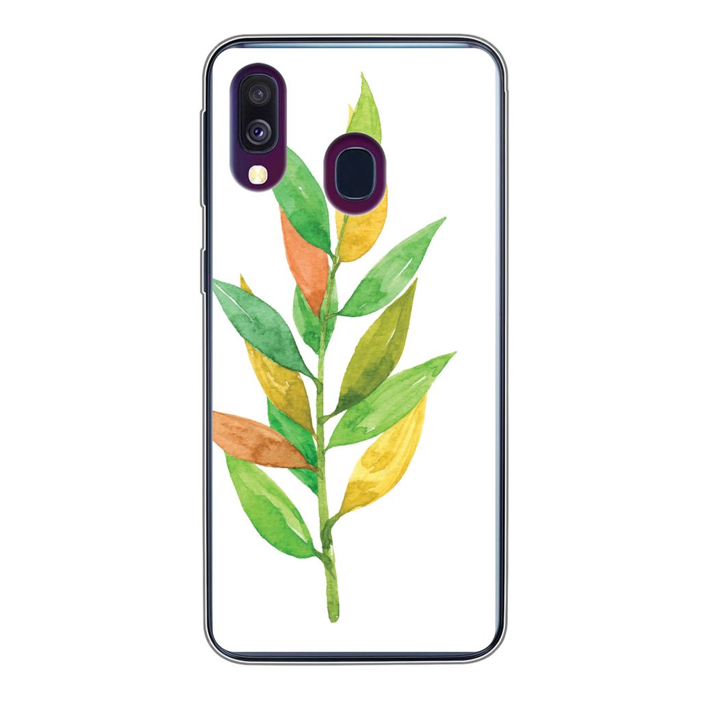 MuchoWow Handyhülle Schutzhülle Hülle für Samsung Galaxy A40 Aquarelle - Blätter - Pflanzen Silikon Softcase Handy Hülle - Handy-Tasche