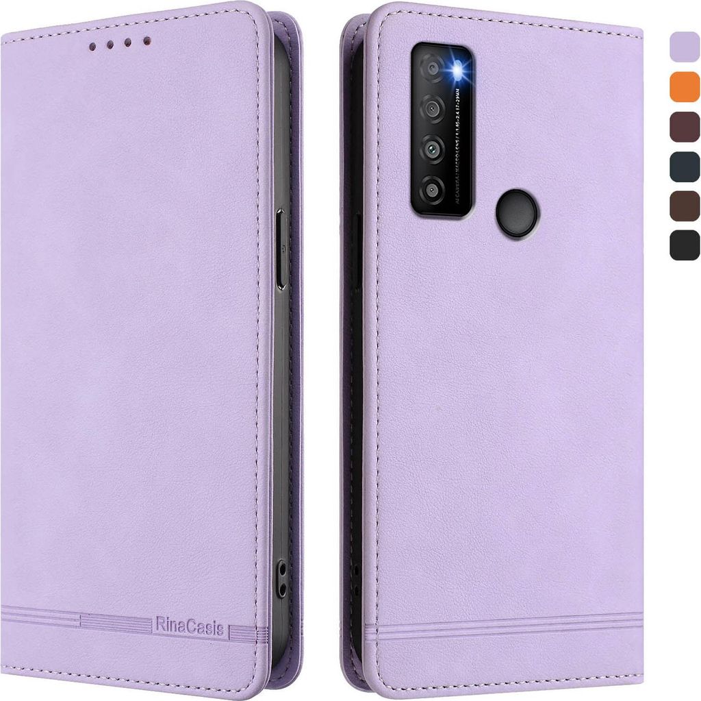 Hülle für TCL 30 XL, Retro Kunstleder Ständer Klapphülle mit Kartenfächer und Magnetische Violett