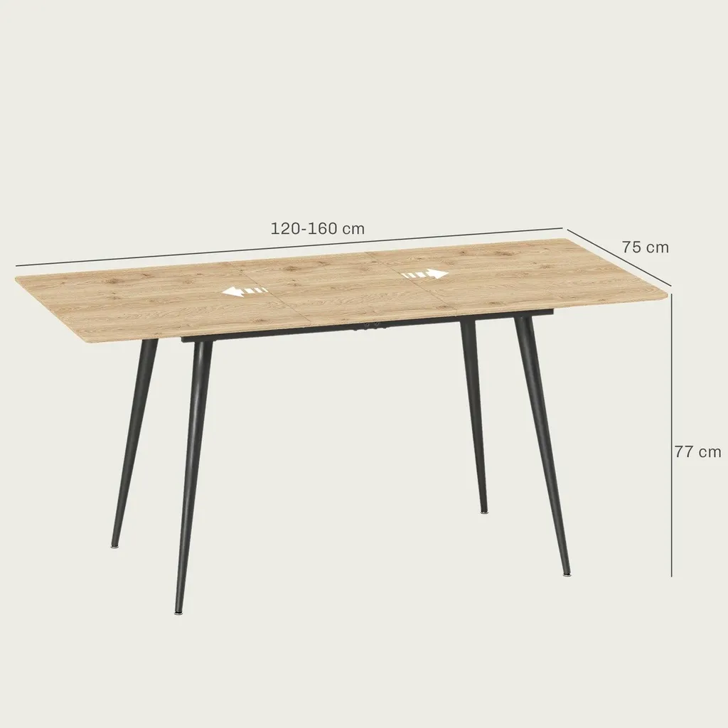 Grande table à manger extensible stable et robuste, bois et métal - 3