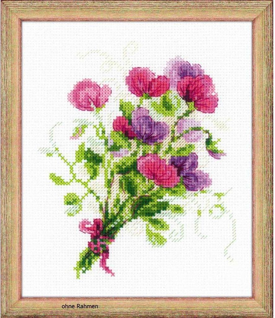 Riolis Kreuzstich-Set "Blumenstrauß mit süßen Erbsen", Zählmuster