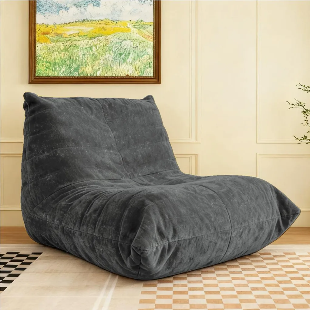 Gaming Bean Bag Ergonomica 5 Zone Ciniglia | Poltrona Grigia PC Console