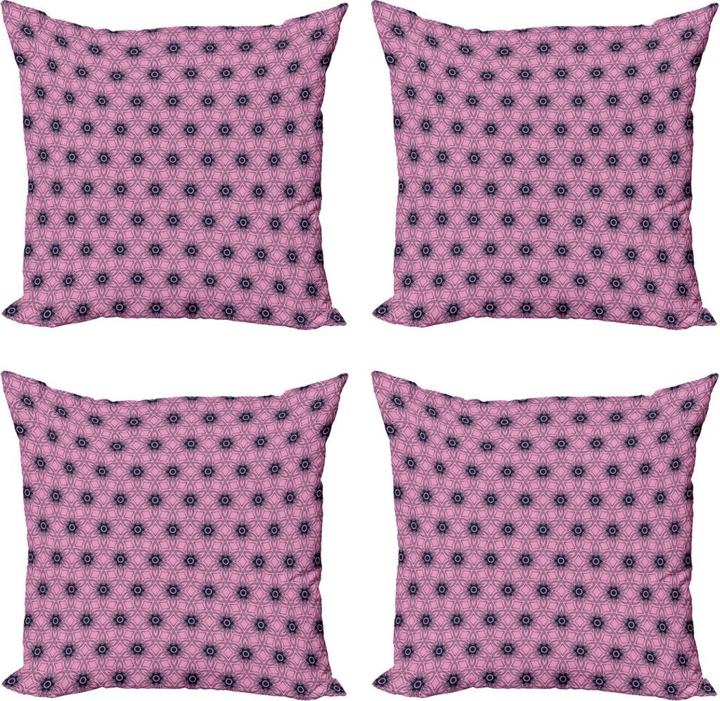 ABAKUHAUS Abstrakt Kissenbezug Set (4 Stück), Dreamy Blumenverzierung, Moderner Doppelseitiger Digitaldruck, 40 cm x 40 cm, Baby-Rosa-Violett-Blau