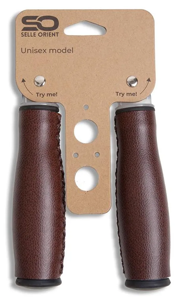 Poignées de vélo Selle Orient 135 mm en cuir synthétique marron chic