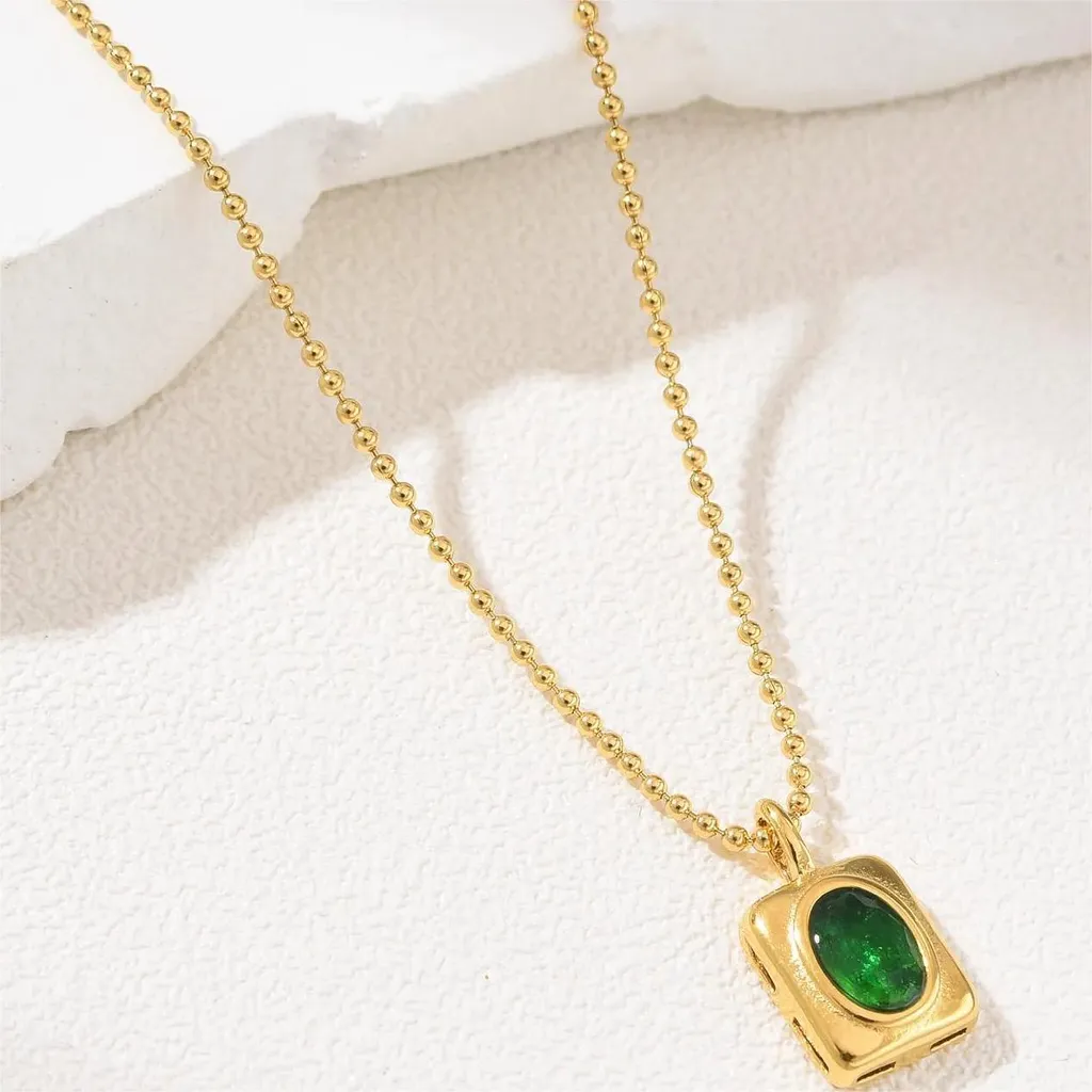Elegante Collana MD-38974 Oro Verde con Pendente Oval KP38974