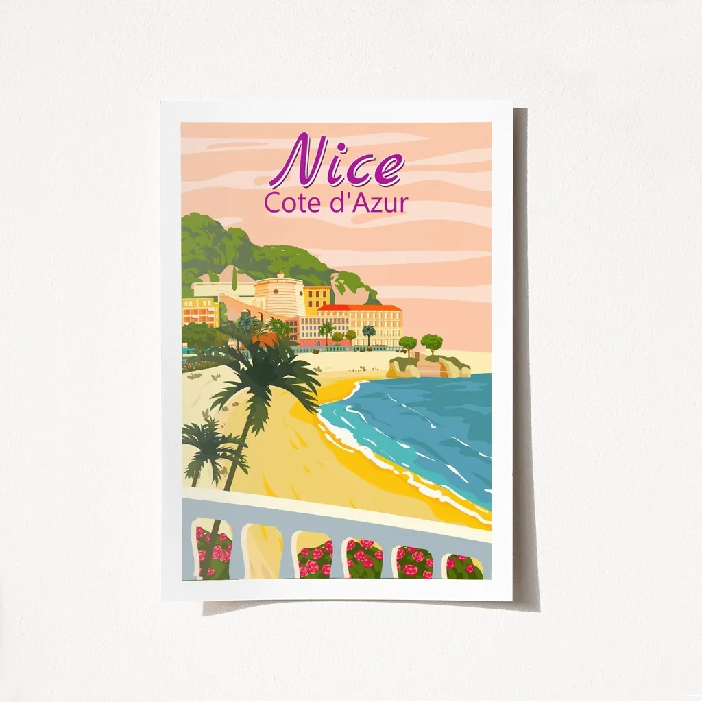 Affiche Wallity Nice Côte d'Azur 1997 - Format A3 Satiné Multicolore