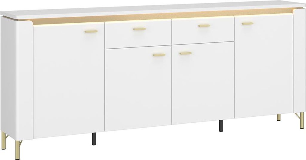 Sideboard 200 cm in weiß mit goldfarbenen Akzenten LUKA-129