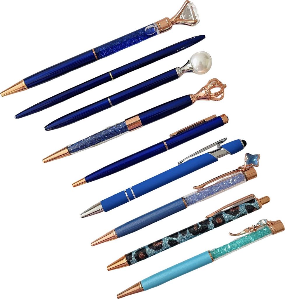 9-teiliges Kugelschreiber-Set, Metall-Kunstkristallstift, Bling Dynamischer Flüssigsandstift für Journaling, einziehbarer Glitzerstift mit schwar...