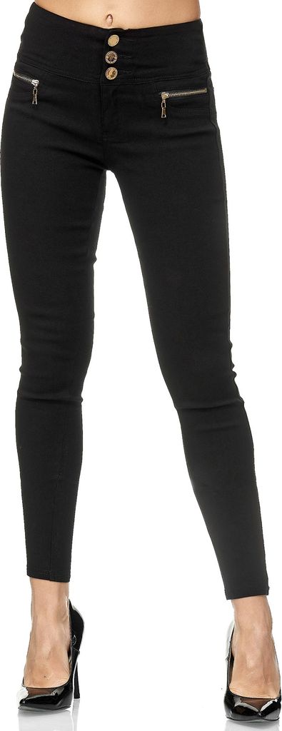 Elara Damen Stretch Hose High Waist Jeggings 2563 Black-54 (7XL)