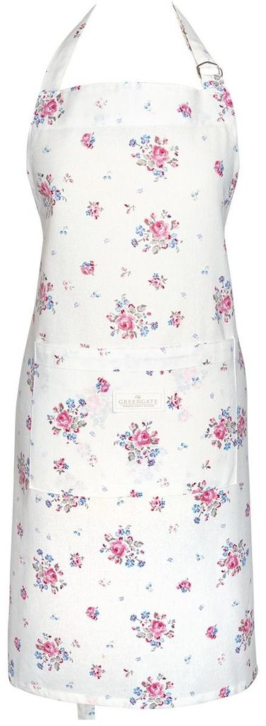 Greengate Schürze ELYSIA Weiß mit Blumen Küchenschürze Kochschürze Baumwolle